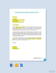 building mechanic cover letter in word