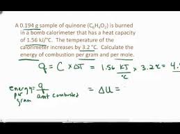 Energy Of Combustion From Calorimeter