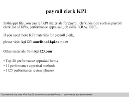 Payroll Clerk Kpi