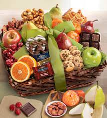 gift basket of fruit sweet treats