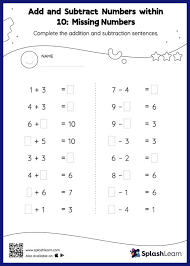 Missing Numbers Math Worksheets