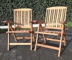 2x Teak Garden Folding Garden Chair