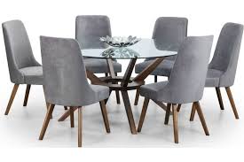 Get set for dining table 6 chairs at argos. Julian Bowen Chelsea Walnut And Glass 140cm Round Dining Table And 6 Huxley Chairs Furnitureinstore