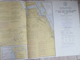Vintage Nautical Chart St Lucie Inlet To Fort Myers Lake