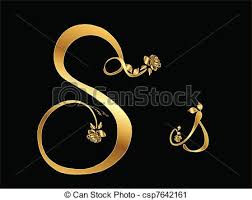 Golden Vector Letter S With Roses
