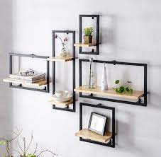 Wooden Floating Shelves With Black