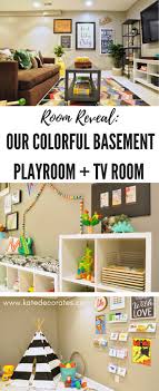 Get ideas and inspiration to turn your space into a beautiful, finished basement that's your favorite part of the house. Before And After Our Basement Playroom Tv Room Reveal Kate Decorates