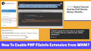 enable php fileinfo extension from whm
