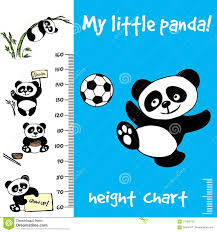 Kids Height Chart Hand Drawn Panda Stock Vector