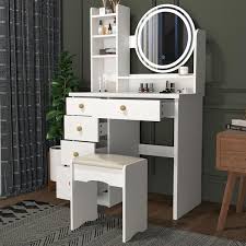 wiawg 5 drawers white wood makeup