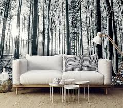 forest wall mural black and white