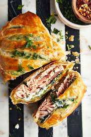 salmon wellington with puff pastry