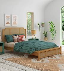 Boho Earth Queen Size Bed In Cane