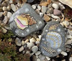 Set Of 2 Seashell Hand Painted Rocks