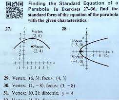 equation of a parabola in exercises
