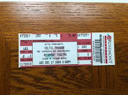 celtic thunder concert ticket stubs 12
