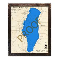 Lake Winnebago Wi Wood Map 3d Nautical Wood Charts