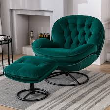 velvet swivel accent chair with ottoman
