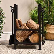 Log Rack With Fireplace Tools
