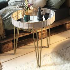 na round mirrored side table