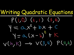 Finding The Quadratic Equation Given