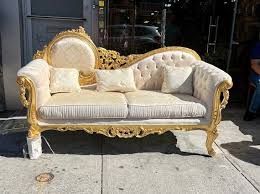 Victorian Chaise Lounge Gold Leaf Sofa