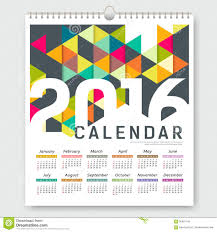 Calendar 2016 Colorful Triangle Geometric Design Stock Vector