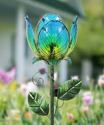 Exhart Blue Solar Flower Garden Stake