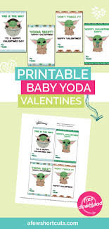These valentines print four unique designs to a sheet. Free Printable Baby Yoda Valentines Cards Aka The Child A Few Shortcuts