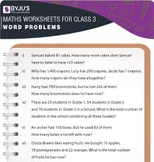 Maths Worksheet For Class 3