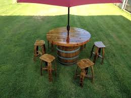 Wine Barrel Umbrella Table Set