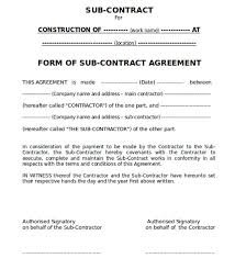 Conditions Of Sub Contract Agreement In Construction
