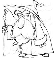 Choose your favorite coloring page and color it in bright colors. Vector Of A Cartoon Old Wizard Using His Cane Coloring Page Outline By Toonaday 13812