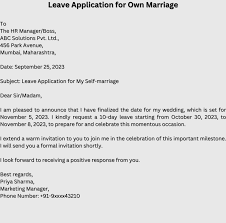 marriage leave application for office
