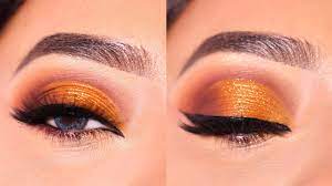 orange brown cut crease glitter eye