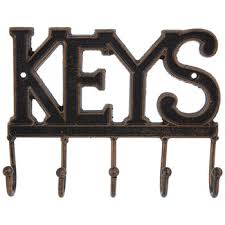 Keys Metal Wall Decor With Hooks