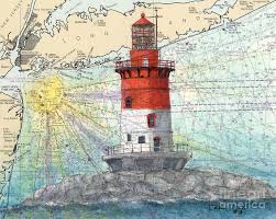 Romer Shoal Lighthouse Nj Cathy Peek Nautical Chart Art Peek