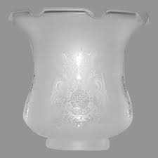 Oil Lamp Acid Etched Glass Shade