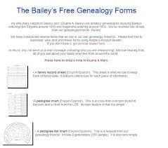 Baileys Free Genealogy Forms Wikichicks Genealogy