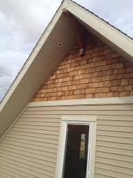 Closeup Of Gable End Two Soffit Lights Installed Towards