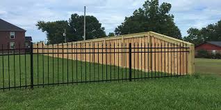 Find images of wood fence. Mixing Wood And Ornamental Fencing Styles Ivy Fence Company