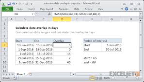Excel Formula Calculate Date Overlap In Days Exceljet