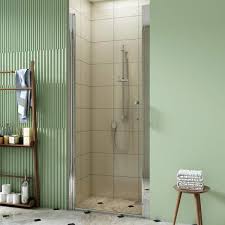 Toolkiss 34 To 35 1 2 In W X 72 In H Pivot Swing Frameless Shower Door In Chrome With Clear Glass