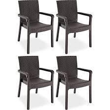 4 Piece Outdoor Brown Patio Chairs