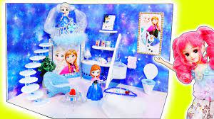 リカちゃん エルサとアナのお部屋をDIY❤️ミニチュアのドールハウスを手作り工作✨アナと雪の女王ルーム🍭おもちゃ 人形 アニメ - YouTube
