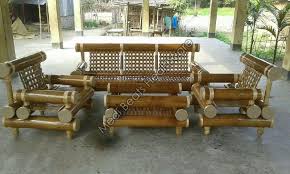 non polished bamboo sofa set