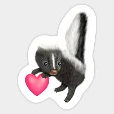 cute baby skunk with a pink heart for