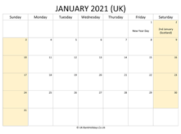 You already know january is all about new year's resolutions, goal setting, and mourning the loss of the bright holiday season. 2021 Printable Calendar Templates For United Kingdom Uk Bankholidays Co Uk