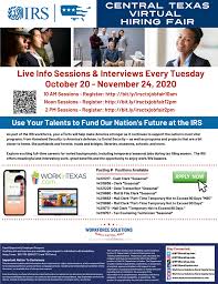 Do you know your chart number? The Irs Is Hiring In Central Texas Virtual Career Fairs Offered Every Tuesday Through November