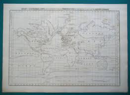 Details About Chart Isothermal Lines Temperature World Chart 1844